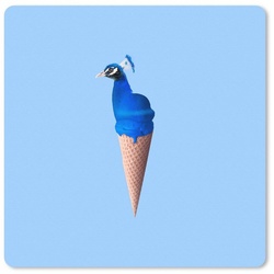 MuchoWow Gaming Mauspad Pfau – Eistüte – Eiscreme – Blau – Vogel (1-St), Mousepad mit Rutschfester Unterseite, Gaming, 40×40 cm, XXL, Großes bunt