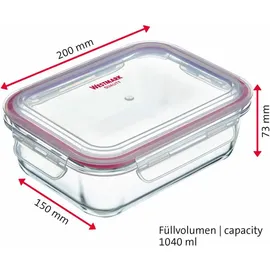 Westmark Glas-Frischhaltedose rot/weiß 1,04 l