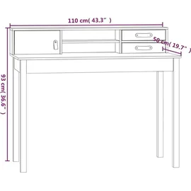 vidaXL Schreibtisch 110x50x93 cm Massivholz Kiefer