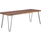 Esstisch BAGLI Massivholz Sheesham 200 x 80 x 76 cm Esszimmer-Tisch Küchentisch modern Landhaus-Stil Holztisch mit Metallbeinen dunkel-braun Natur...