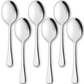 Aoosy Servierlöffel-Set,Edelstahl Löffel Suppenlöffel Salatlöffel Reislöffel Esslöffel Tafellöffel für großes Buffet Bankett Besteck Küche Restaurant Servierbesteck Silberlöffel 6 Stück 25cm