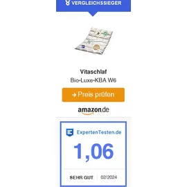 VitaSchlaf Vitaschlaf® BIO-LUXE-KBA - W6 - EXTRA WARM 100% GÄNSE Organic Daunendecke Deutsche Qualität 155x220cm Germany Downpass Step - Naturbelassen