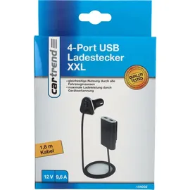 CARTREND 4-Port USB Ladestecker XXL 9,6A - Schwarz