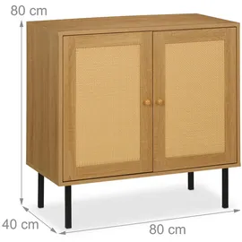 Relaxdays Kommode 80 x 80 x 40 cm Natur/Schwarz