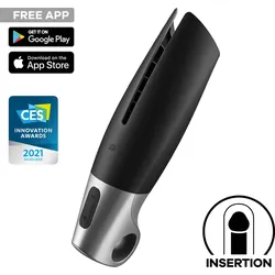 Satisfyer Power Masturbator Connect App, 23 cm, schwarz | silber