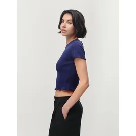 LeGer By Lena Gercke LeGer T-Shirt Teresa, LeGer by Lena Gercke mit Rippstruktur, kurze Form, slim fit blau L (40)