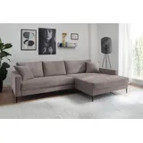 trends by hg Ecksofa »Summer L-Form« in Cord-Stoff mit Metallfuß, grau