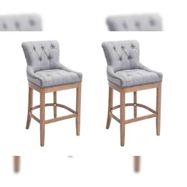 CLP Barhocker Lakewood 2er Set gepolstert 2x Antik-hell/Hellgrau