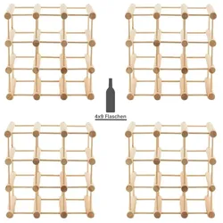PROREGAL Modulares Weinregal VINOTECA MOD | HxBxT 36x36x24cm | 4x 9 Flaschen | Massives Eichenholz | Geölt | Flaschenregal