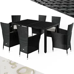 CASARIA® Gartenmöbel Polyrattan 6 Stühle Stapelbar 150x90cm