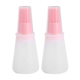 2 Stücke Silikonöl Flasche Pinsel mit Deckel Set Weiche Sauce Flasche mit Silikon Backpinsel Speiseöl Flasche Pinsel für Gebäck BBQ Fleisch Honig Marinaden MEHRWEG VERPAKUNG(Rosa)