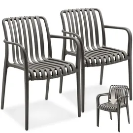 Tectake Alcudia Gartenstuhl 54,5 x 58 x 80,5 cm grau 2 St.