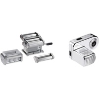 Marcato Pasta Set mit zwei Nudelwalzen (Ravioli, Spaghetti), GS-PASTASET & Pastadrive-Motor, Silber/Schwarz, PD-220V