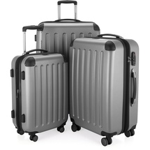 HAUPTSTADTKOFFER - SPREE - 3er Trolley-Set Rollkoffer Reisekoffer, (S, M und L) Koffer-Set, 4 Doppel-Rollen, , Silber