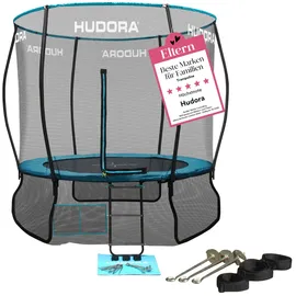 Hudora Trampolin Fantastic Complete - Gartentrampolin mit Sicherheitsnetz & 250/300cm Durchmesser - Sporttrampolin mit Rahmennetz - Familien-Trampolin mit breiter Randabdeckung für bis zu 100kg