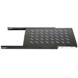 DSIT Ausziehbarer Fachboden für 450mm Tiefe – 1 HE, Serverschrank Zubehör, Schwarz