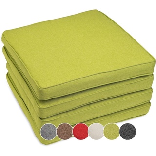 sunnypillow 4er Set Stuhlkissen wasserdicht UV-lichtecht 40 x 40 x 5cm - Polsterauflage Auflage für Stühle/Bänke - Sitzkissen Stuhlauflage für Haus und Garten - Indoor/Outdoor - Grün