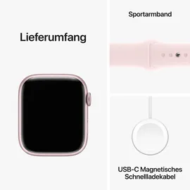 Apple Watch Series 9 GPS 45 mm Aluminiumgehäuse rosé, Sportarmband hellrosa M/L