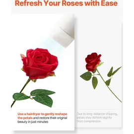 Vevor Künstliche Blumen Rosen, 500 Stück Kunstblumen, Rote Gefälschte Rose mit Stielen, Schaumrosen für DIY Hochzeit Blumensträuße Braut Valentinstag Muttertag Zuhause Dekoration