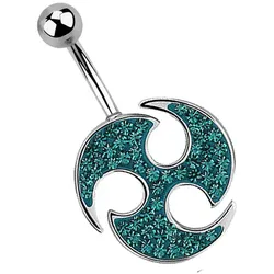 Bauchnabelpiercing ADELIA ́S "Piercing  Piercing Bauchnabelpiercing", Damen, blau (türkis), Chirurgiestahl, modisch, Piercings, 316l Stahl Banane - Triskele mit türkis Ferido Kristallen