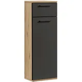 mokebo Der Matrose Bad-Beistellschrank 33 x 91 x 34 cm Schwarz/Eiche