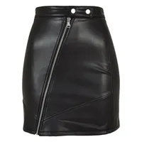 URBAN CLASSICS Ladies Synthetic Leather Biker Skirt Schwarz, S