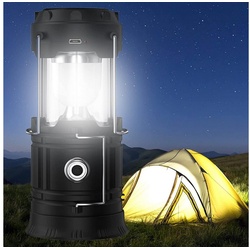 XDeer LED Laterne LED Camping Laterne,USB und Solar wiederaufladbare Lampe, 1200 mah Mutifunktionierte Campinglampe mit Powerbank schwarz
