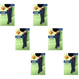 NUR DIE Damen Kniestrümpfe Kniestrümpfe Cotton 60 DEN 6er Pack