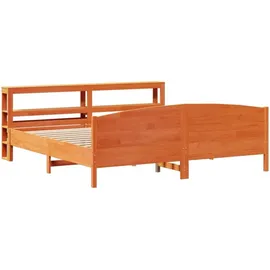 vidaXL Massivholzbett 180 x 200 cm Wachsbraun