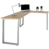 HJH Office Schreibtisch Workspace Basic I Buche Nachbildung/silber