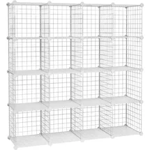 Songmics Steckregal Metalldraht 16 Würfel weiß