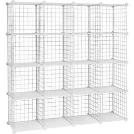 Songmics Steckregal Metalldraht 16 Würfel weiß
