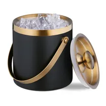 Relaxdays Eiswürfelbehälter, mit Deckel Gold,Schwarz