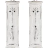 Mendler 2er-Set Garderobe T33, Wandgarderobe Garderobenpaneel, Wandhaken Holz 109x28x4cm weiß shabby