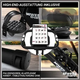 MIWEBA Heimtrainer Fahrrad klappbar | X-Bike Fitnessbike | Sport faltbar - Ergometer Rad - Indoor Cycle - Rückenlehne - Haltegriffe - LCD Display - 8 St...