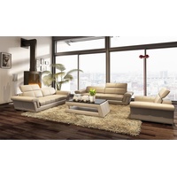 JVmoebel Sofa Designer Sofagarnitur Polster Ledersofa Couch Set Kombination 3+2+1 Modern weiß