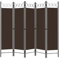 VidaXL 5-tlg. Raumteiler Braun 200 x 180 cm