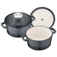 Berndes 2-tlg. Set (Servier-)Topf 14 cm, Gusseisen, grau/schwarz -
