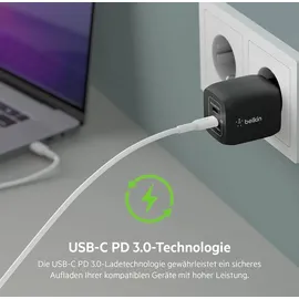 Belkin BoostCharge Pro, USB-C GaN technology - 2 Ports, Schnellladen mit Power Deliver und PPS