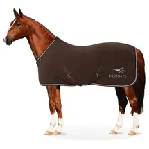 Equinate Abschwitzdecke Arizona aus Polarfleece mit Kreuzbegurtung und Zierkordeln braun