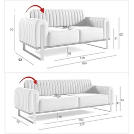 Fun Möbel Sofaset Valerie 3-2 in Stoff Stoff Elisa Velvet Beige