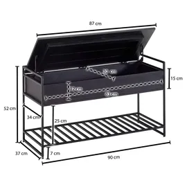 FineBuy Sitzbank 90 x 52 x 38 cm schwarz / schwarz