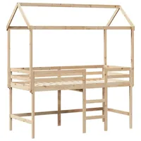 VidaXL Hochbett mit Leiter und Dach 80x200 cm Massivholz