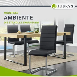 Juskys Freischwinger Stuhl Vegas 2er Set mit Kunstleder Schwarz