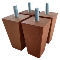 IPEA 4 x quadratische Füße aus Holz für Möbel und Möbel – Set mit 4 Füßen für Sessel – Höhe 90 mm – Farbe Walnuss