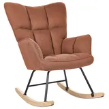 Beliani Schaukelsessel OULU in Braun/Schwarz/Heller Holzfarbton | Gr.: onesize