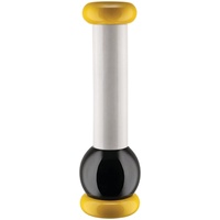 Alessi MP0210 1 Salz-/Pfeffer-und Gewürzmühle aus Buchenholz, gelb, schwarz und weiß 100 Values Collection, Steel