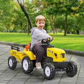 Homcom Trettraktor mit Anhänger für Outdoor Spielzeug, Kinderfahrzeuge