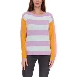 Aniston CASUAL Pullover stylischer Damen Strick-Pullover im Colourblock-Look 51008313 Violett/Bunt - 38