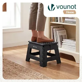 VOUNOT VOUNOT® Klapphocker Faltbar Rutschfester Tritthocker mit Tragegriff 32 x 25 x 22 cm Schwarz